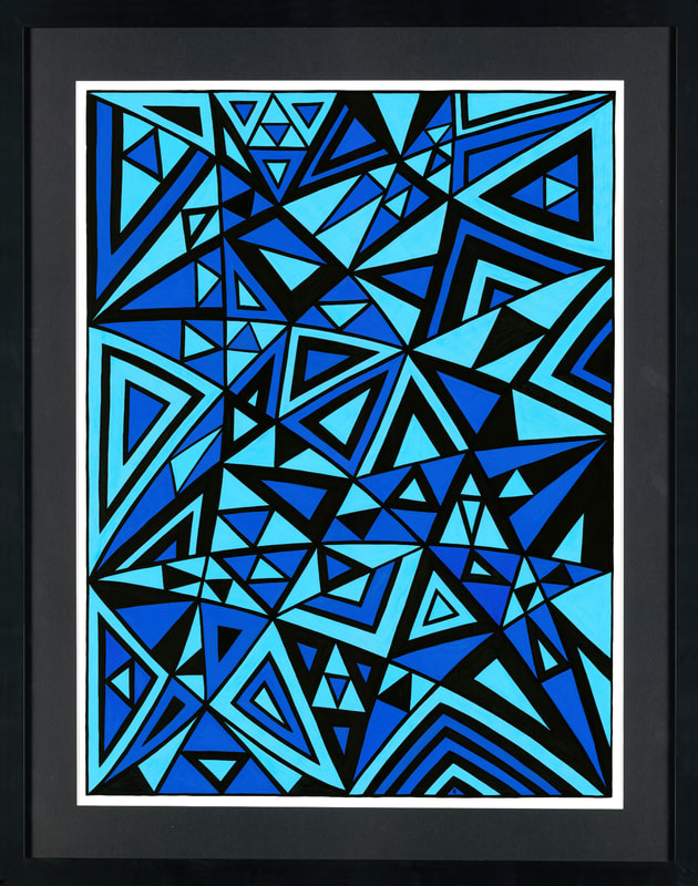 Geometric abstract painting called ’Clair de lune’ made by the artist Gregory Dubus