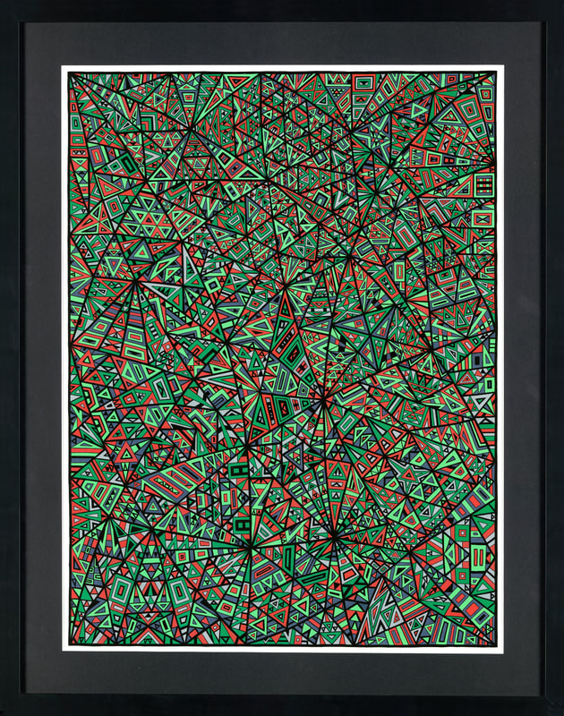 Geometric abstract painting called ’Holding back the years’ made by the artist Gregory Dubus